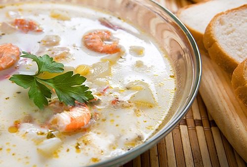 Сырный суп с креветками фото