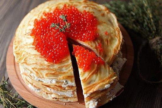 Блинный торт с «Лососем и сыром» фото